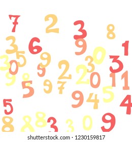 Falling numbers abstract background. Abstract colorful background for banner or poster. Pattern of randomly distributed numbers from zero to nine in color.