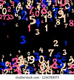 Falling numbers abstract background. Abstract colorful background for card or print. Pattern of randomly distributed numbers from zero to nine in color.