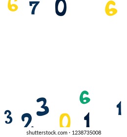 Falling numbers abstract background. Abstract colorful background for banner or poster. Pattern of randomly distributed numbers from zero to nine in color.