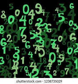Falling numbers abstract background. Abstract colorful background for card or print. Pattern of randomly distributed numbers from zero to nine in color.