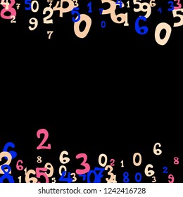 Falling numbers abstract background. Abstract colorful background for card or banner. Pattern of randomly distributed numbers from zero to nine in color.