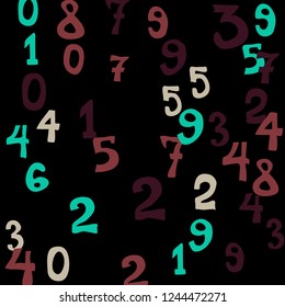 Falling numbers abstract background. Abstract colorful background for card or banner. Pattern of randomly distributed numbers from zero to nine in color.