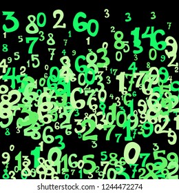Falling numbers abstract background. Abstract colorful background for card or print. Pattern of randomly distributed numbers from zero to nine in color.