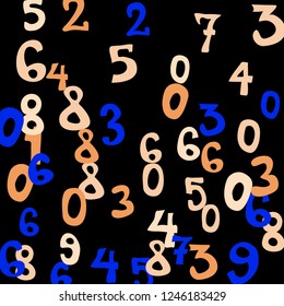 Falling numbers abstract background. Abstract colorful background for banner or poster. Pattern of randomly distributed numbers from zero to nine in color.