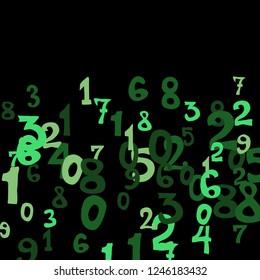 Falling numbers abstract background. Abstract colorful background for card or banner. Pattern of randomly distributed numbers from zero to nine in color.