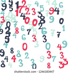 Falling numbers abstract background. Abstract colorful background for banner or poster. Pattern of randomly distributed numbers from zero to nine in color.