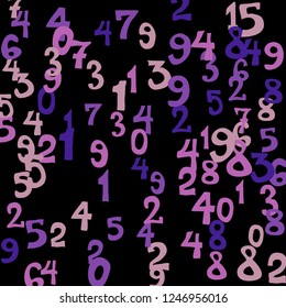 Falling numbers abstract background. Abstract colorful background for card or banner. Pattern of randomly distributed numbers from zero to nine in color.