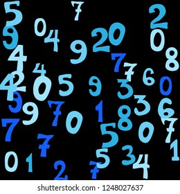 Falling numbers abstract background. Abstract colorful background for banner or poster. Pattern of randomly distributed numbers from zero to nine in color.