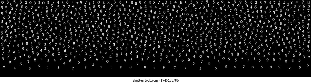 Falling numbers, big data concept. Binary white orderly flying digits. Remarkable futuristic banner on black background. Digital vector illustration with falling numbers.