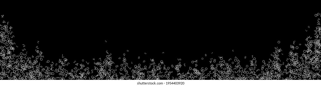 Falling numbers, big data concept. Binary white chaotic flying digits. Glamorous futuristic banner on black background. Digital vector illustration with falling numbers.