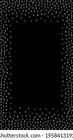Falling numbers, big data concept. Binary white orderly flying digits. Nice futuristic banner on black background. Digital vector illustration with falling numbers.
