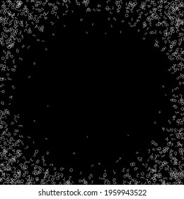 Falling numbers, big data concept. Binary white chaotic flying digits. Beauteous futuristic banner on black background. Digital vector illustration with falling numbers.