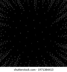 Falling numbers, big data concept. Binary white flying digits. Unusual futuristic banner on black background. Digital vector illustration with falling numbers.