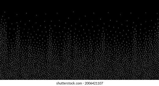Falling numbers, big data concept. Binary white flying digits. Pleasant futuristic banner on black background. Digital vector illustration with falling numbers.