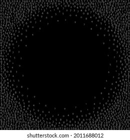 Falling numbers, big data concept. Binary white flying digits. Breathtaking futuristic banner on black background. Digital vector illustration with falling numbers.