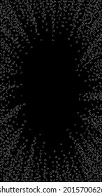 Falling numbers, big data concept. Binary white disorderly flying digits. Classic futuristic banner on black background. Digital vector illustration with falling numbers.
