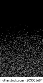 Falling numbers, big data concept. Binary white chaotic flying digits. Original futuristic banner on black background. Digital vector illustration with falling numbers.