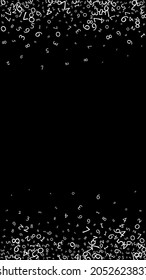 Cifras en caída, concepto de big data. Dígitos de vuelo bínidos y desordenados. Banner futurista lindo sobre fondo negro. Ilustración vectorial digital con números en caída.