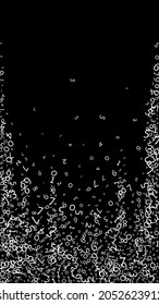 Falling numbers, big data concept. Binary white messy flying digits. Extraordinary futuristic banner on black background. Digital vector illustration with falling numbers.
