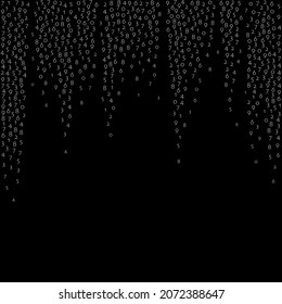 Cifras en caída, concepto de big data. Dígitos binarios blancos voladores. Excelente cartel futurista sobre fondo negro. Ilustración vectorial digital con números en caída.