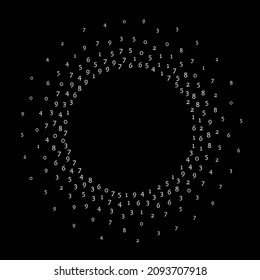 Falling numbers, big data concept. Binary white orderly flying digits. Cute futuristic banner on black background. Digital vector illustration with falling numbers.