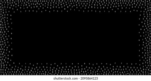 Fallende Zahlen, Big-Data-Konzept. Binär weiße, geordnete Flugziffern. Einzigartiges futuristisches Banner auf schwarzem Hintergrund. Digitale Vektorgrafik mit fallenden Zahlen.