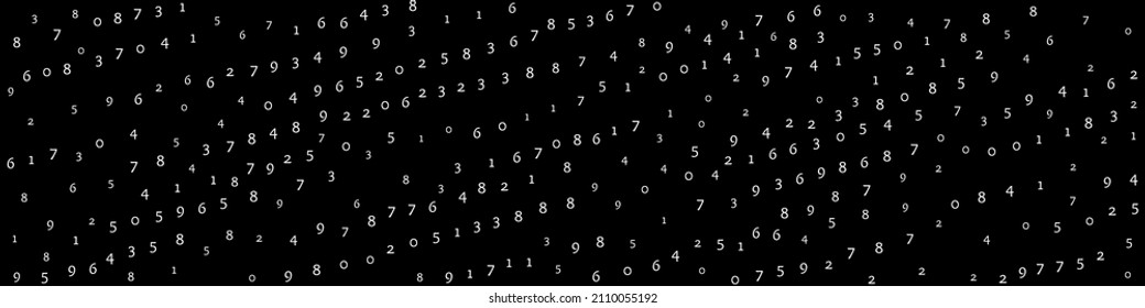Falling numbers, big data concept. Binary white orderly flying digits. Fair futuristic banner on black background. Digital vector illustration with falling numbers.
