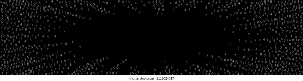 Falling numbers, big data concept. Binary white flying digits. Superb futuristic banner on black background. Digital vector illustration with falling numbers.