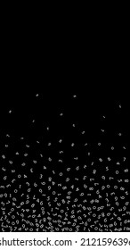 Falling numbers, big data concept. Binary white random flying digits. Beauteous futuristic banner on black background. Digital vector illustration with falling numbers.