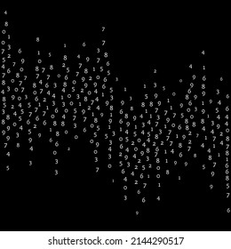 Falling numbers, big data concept. Binary white orderly flying digits. Divine futuristic banner on black background. Digital vector illustration with falling numbers.