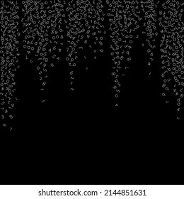 Falling numbers, big data concept. Binary white disorderly flying digits. Exotic futuristic banner on black background. Digital vector illustration with falling numbers.