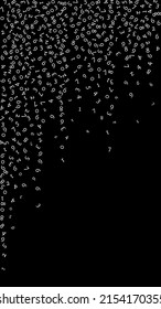 Falling numbers, big data concept. Binary white random flying digits. Graceful futuristic banner on black background. Digital vector illustration with falling numbers.