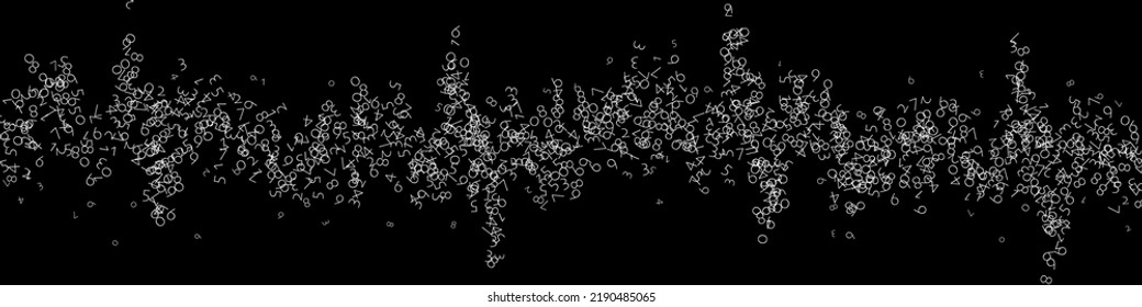 Falling numbers, big data concept. Binary white chaotic flying digits. Ideal futuristic banner on black background. Digital vector illustration with falling numbers.