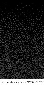 Falling numbers, big data concept. Binary white disorderly flying digits. Unequaled futuristic banner on black background. Digital vector illustration with falling numbers.