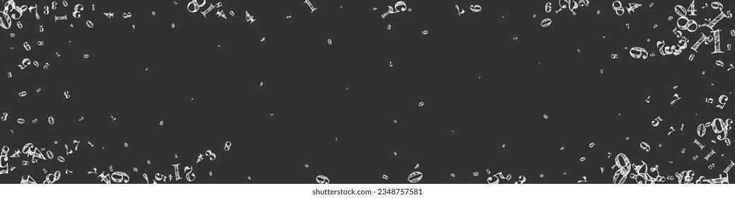 Falling numbers. Math study concept with flying digits. Back to school mathematics banner on blackboard background. Falling numbers vector illustration.