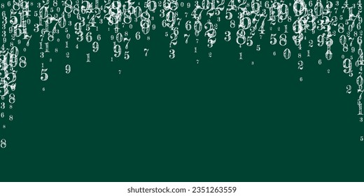 Falling numbers. Math study concept with flying digits. Back to school mathematics banner on blackboard background. Falling numbers vector illustration.