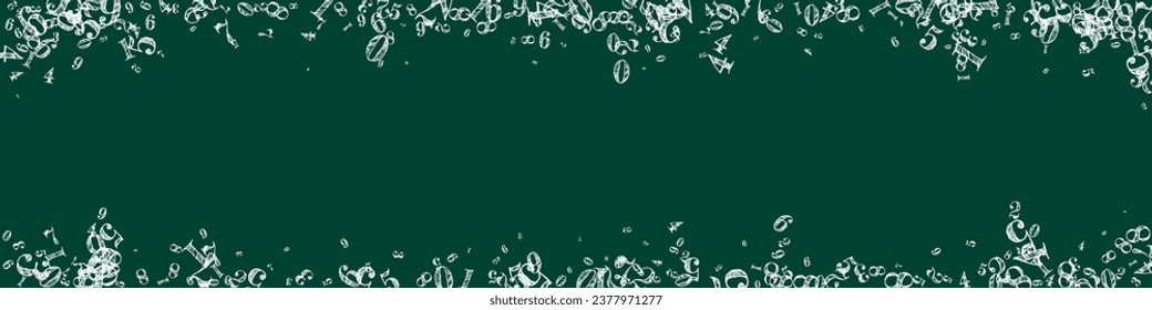 Falling numbers. Math study concept with flying digits. Back to school mathematics banner on blackboard background. Falling numbers vector illustration.