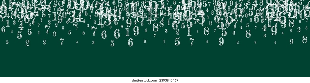 Falling numbers. Math study concept with flying digits. Back to school mathematics banner on blackboard background. Falling numbers vector illustration.