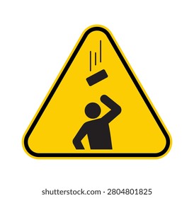 Falling object warning sign, impact hazard symbol, overhead hazard sign, workplace safety, construction safety, industrial warning