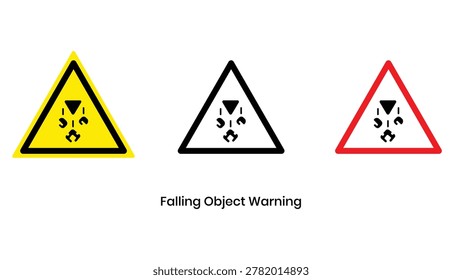 Falling object warning triangular sign set