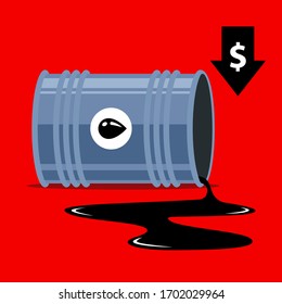 sinkende Ölpreise. den Dollar nach unten drücken. flache Vektorillustration.