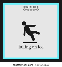 falling on ice sketch vector icon