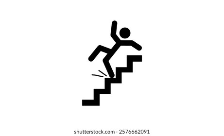 falling on stairs , black isolated silhouette