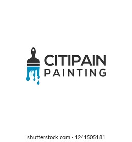 Falling Paint from Brushes shaped Building for Painting logos with vector files