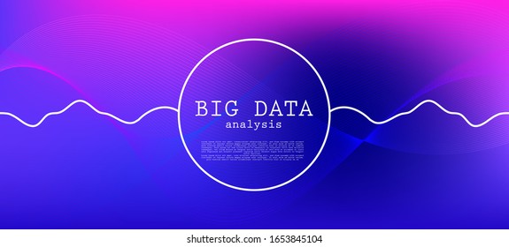Fallende Teilchen störten violette Vektorillustration. Data Stream Minimal Banner. Abstrakter geometrischer Hintergrund. 3D Fluid Shapes Poster. Rosa blauer violetter Farbverlauf-Overlay. Big Data Neon-Bildschirmhintergrund.