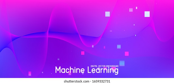 Falling Particles Distressed Purple Vector. 3D Fluid Shapes Poster. Punk Geometric Background. Big Data Neon Background. Data Analytics Cool Banner. Pink Blue Purple Futuristic Gradient Overlay.