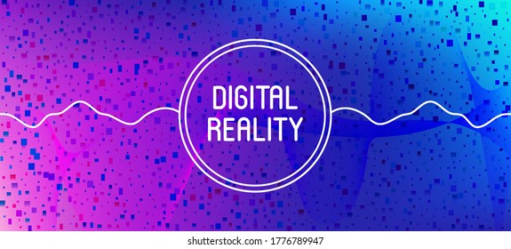 Falling Particles Distressed Purple Vector. Pink Blue Purple Futuristic Gradient Overlay. Abstract Geometric Background. 3D Fluid Shapes Website. Big Data Neon Wallpaper. Data Stream Minimal Banner.
