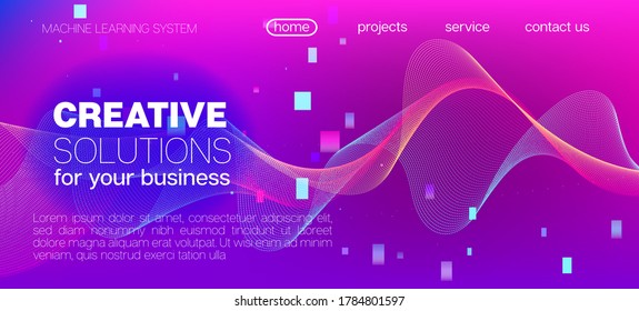 Falling Particles Distressed Purple Vector. 3D Fluid Shapes Website. Data Analytics Cool Banner. Cyber Geometric Background. Pink Blue Purple Futuristic Gradient Overlay. Big Data Neon Background.