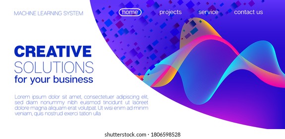 Falling Particles Distressed Purple Vector. Pink Blue Purple Futuristic Gradient Overlay. 3D Liquid Shapes Website. Big Data Neon Background. Punk Geometric Background. Data Analytics Cool Banner.