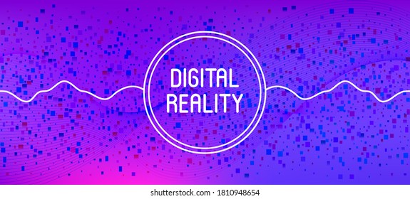 Falling Particles Distressed Purple Vector. Grunge Geometric Background. Big Data Neon Background. 3D Fluid Shapes Layout. Data Stream Minimal Banner. Pink Blue Purple Futuristic Gradient Overlay.